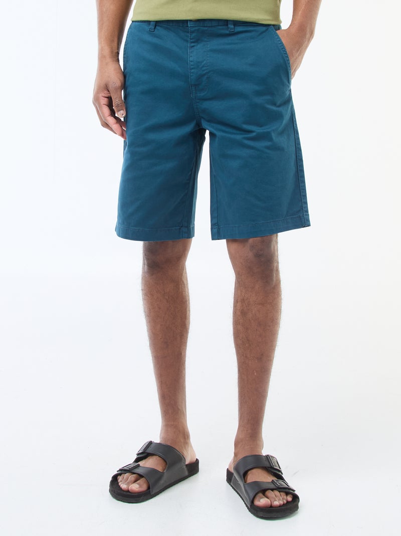 Bermudas chino em sarja lisa Azul - Kiabi