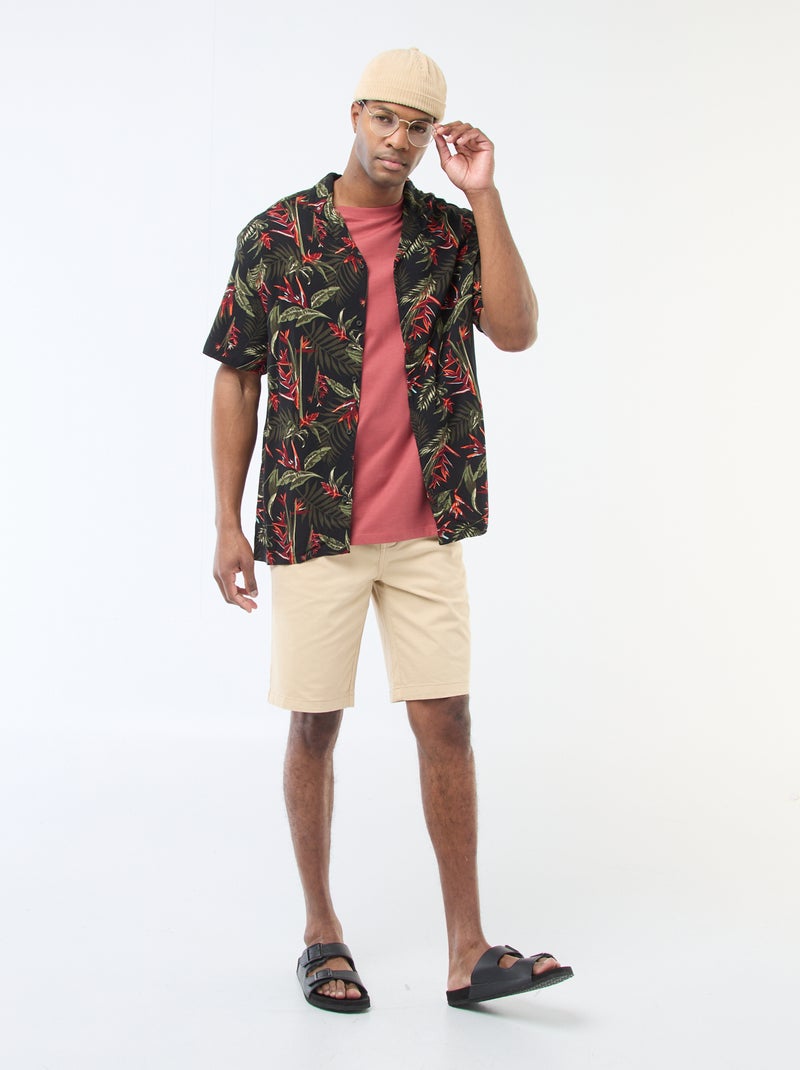 Bermudas chino em sarja lisa Branco - Kiabi