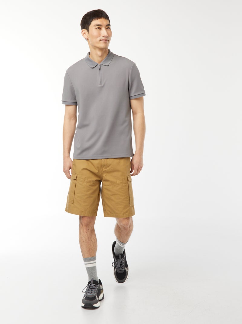 Bermudas chino em sarja lisa com vários bolsos Verde - Kiabi