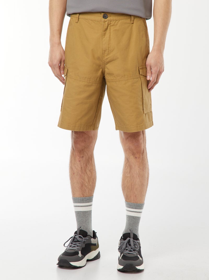 Bermudas chino em sarja lisa com vários bolsos Verde - Kiabi
