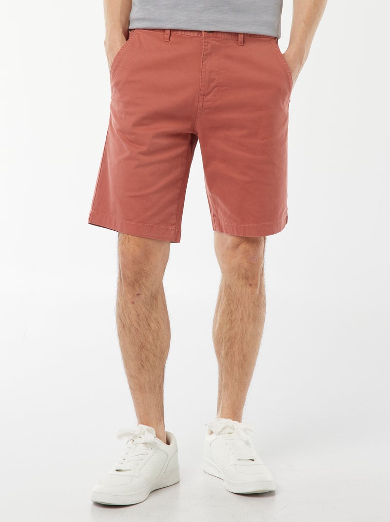 Bermudas chino em sarja lisa Rosa - Kiabi