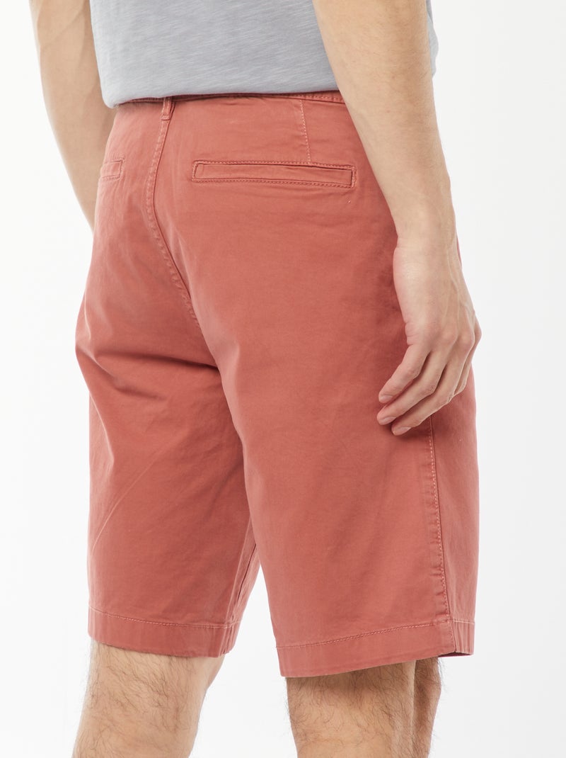 Bermudas chino em sarja lisa Rosa - Kiabi