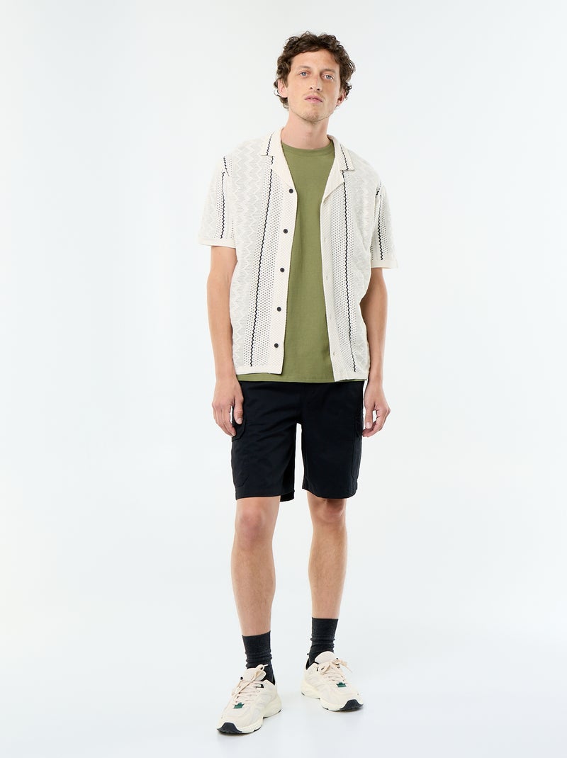 Bermudas chino em sarja Preto - Kiabi