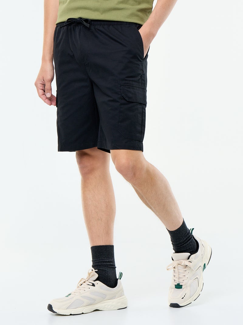 Bermudas chino em sarja Preto - Kiabi