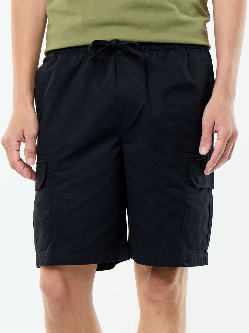 Bermudas chino em sarja Preto - Kiabi