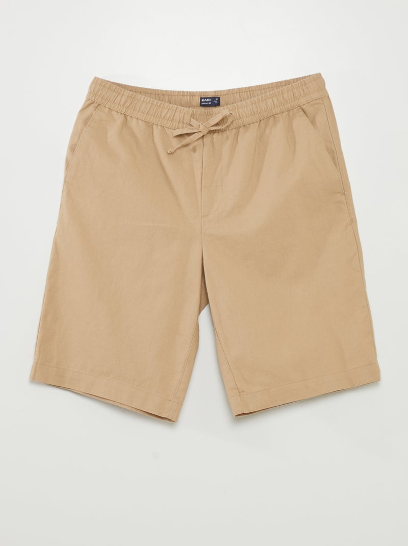 Bermudas chino largas com linho BEGE - Kiabi