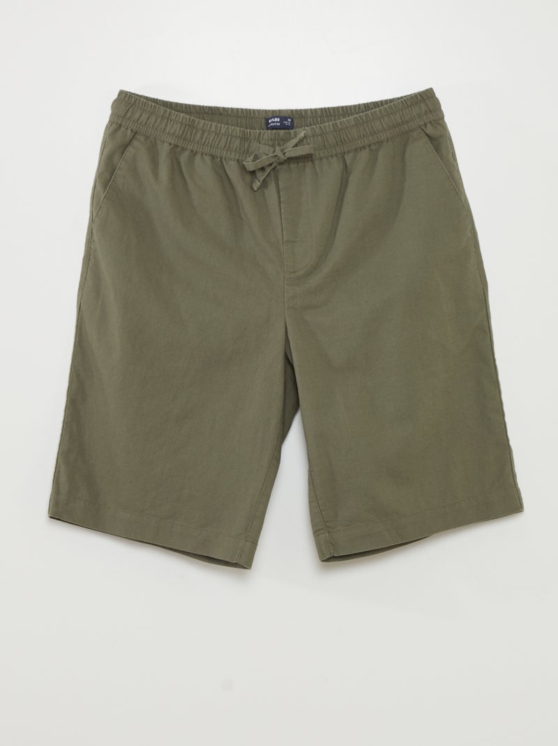 Bermudas chino largas com linho VERDE - Kiabi