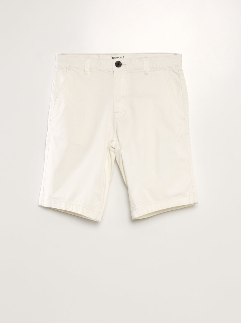 Bermudas chino lisas Branco - Kiabi