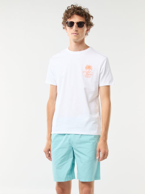 Bermudas chino lisas com atilhos de apertar - Kiabi
