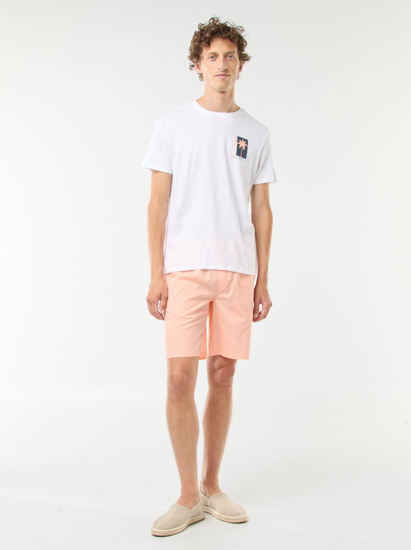 Bermudas chino lisas com atilhos de apertar Laranja - Kiabi
