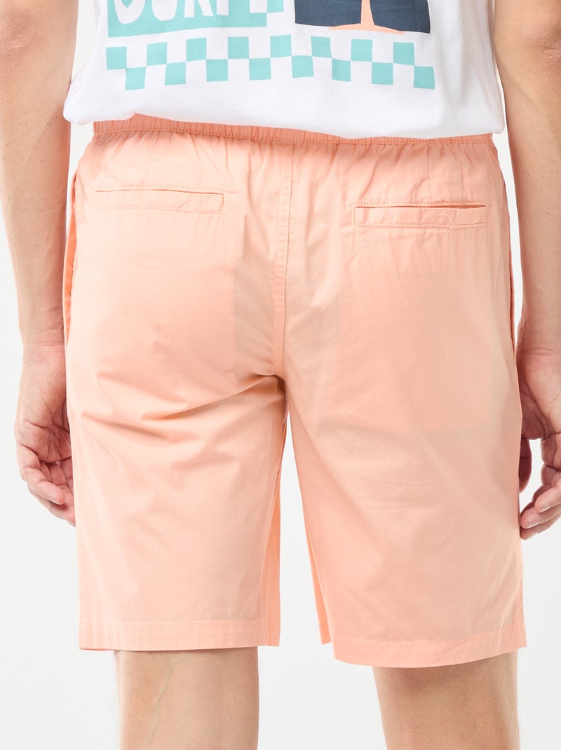 Bermudas chino lisas com atilhos de apertar Laranja - Kiabi