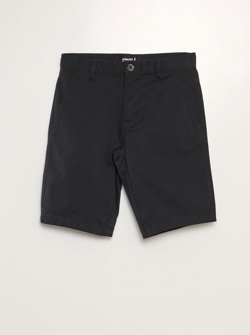 Bermudas chino lisas Preto - Kiabi