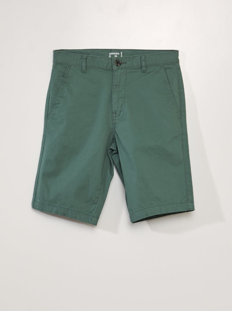 Bermudas chino lisas VERDE - Kiabi