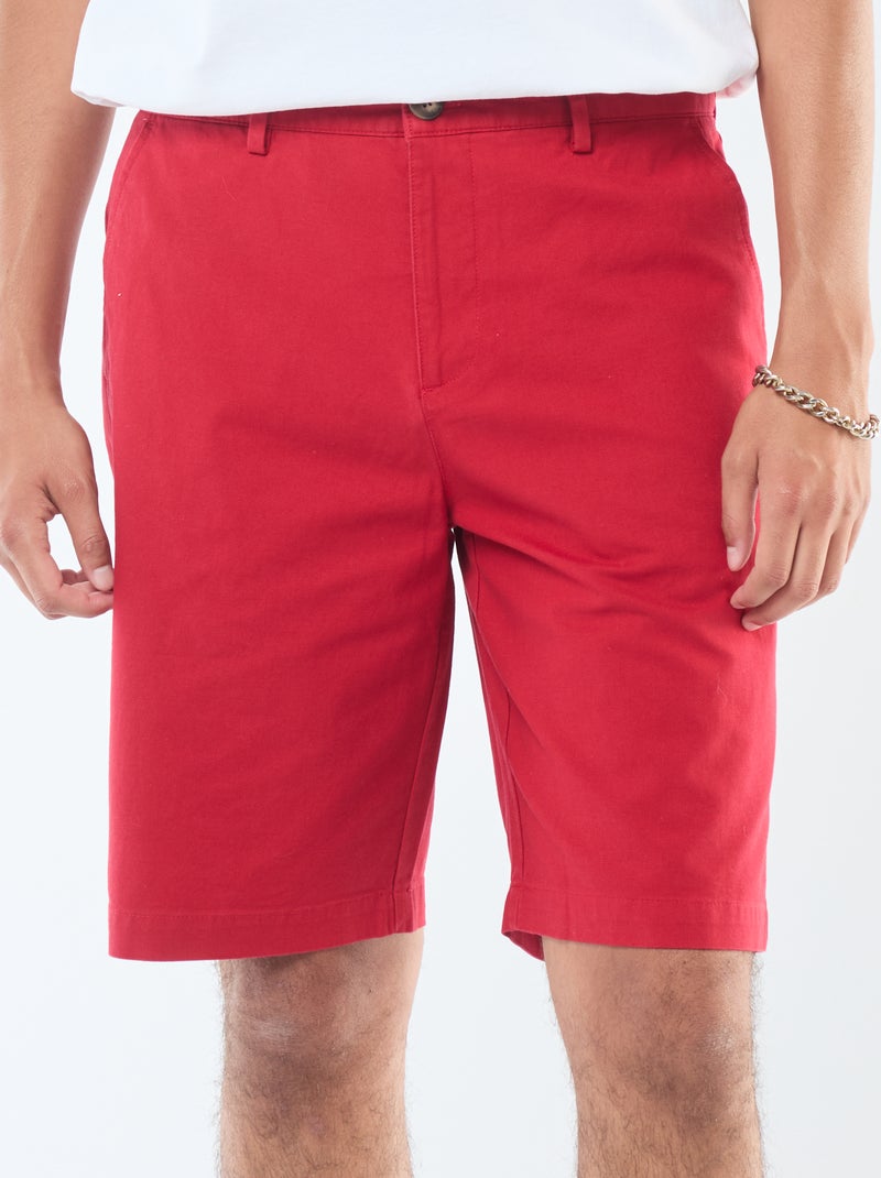 Bermudas chino lisas Vermelho - Kiabi