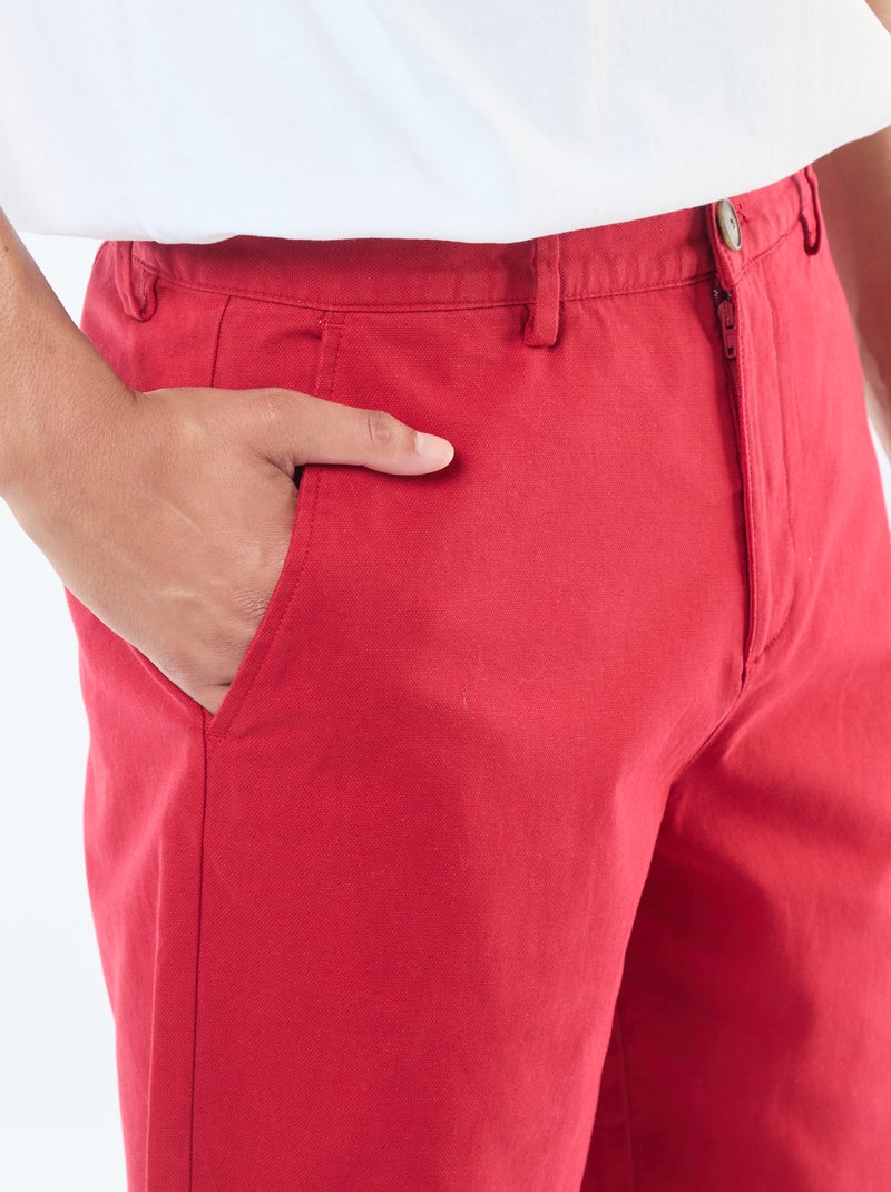 Bermudas chino lisas Vermelho - Kiabi