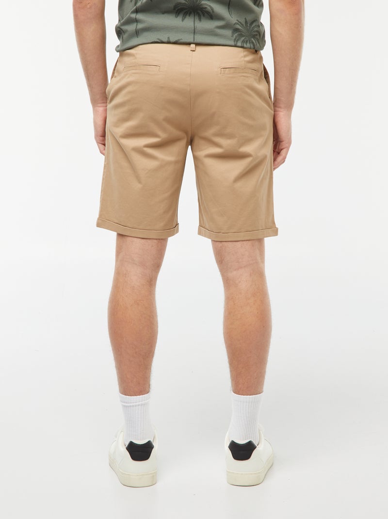 Bermudas cirte chino com dobra na base BEGE - Kiabi