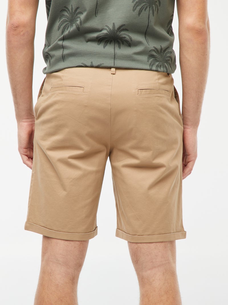 Bermudas cirte chino com dobra na base BEGE - Kiabi