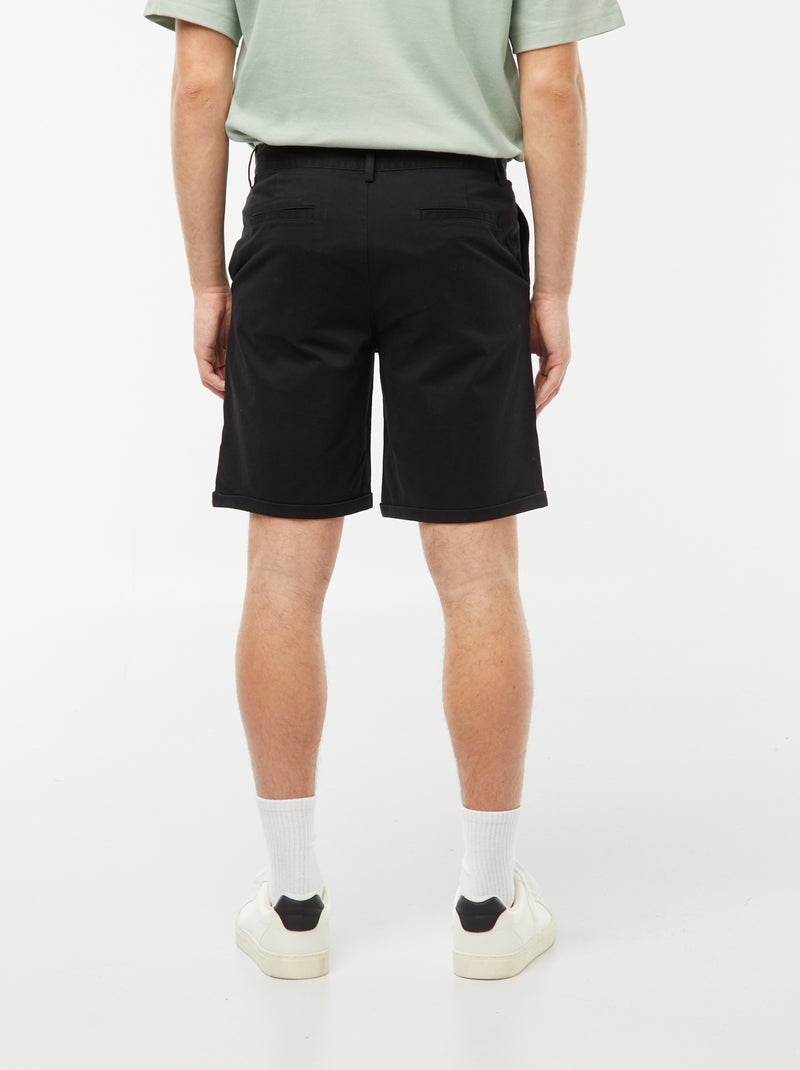 Bermudas cirte chino com dobra na base Preto - Kiabi