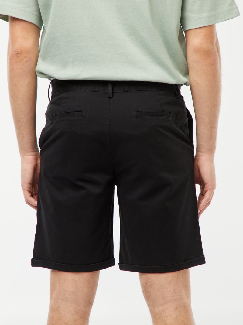 Bermudas cirte chino com dobra na base Preto - Kiabi