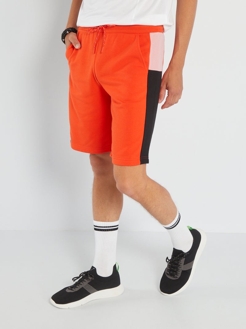 Bermudas color-block em moletão LARANJA - Kiabi
