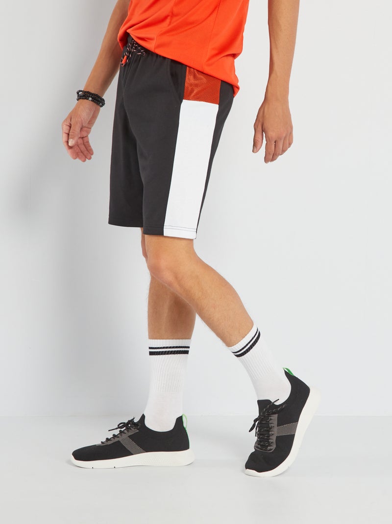 Bermudas color-block em moletão PRETO - Kiabi