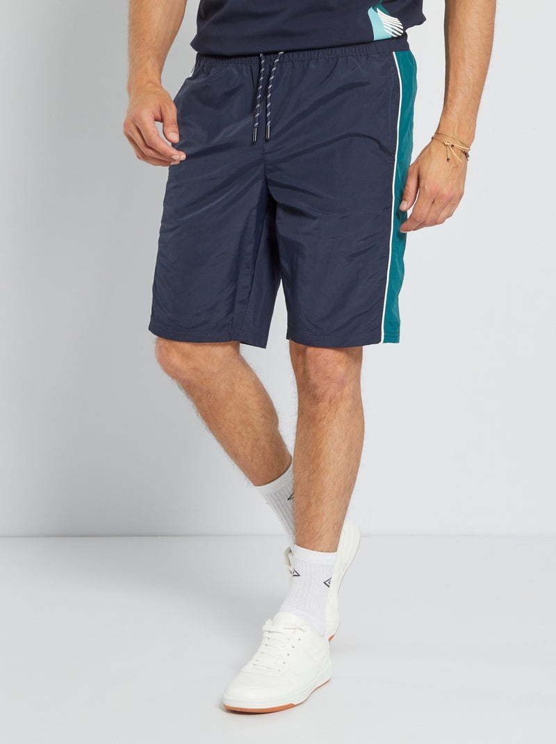 Bermudas color-block em nylon AZUL - Kiabi