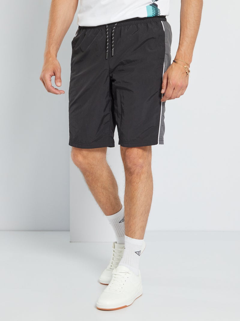 Bermudas color-block em nylon Preto - Kiabi