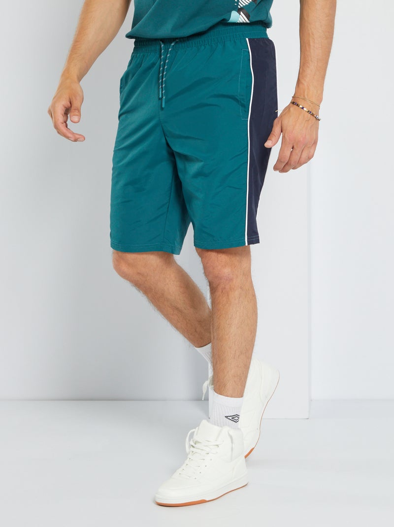 Bermudas color-block em nylon Verde Profundo - Kiabi