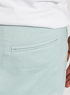 Bermudas com atilho na cintura em algodão e linho - Kiabi