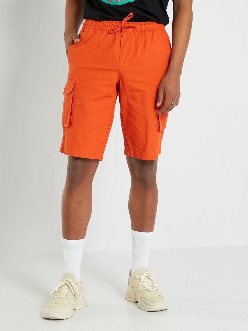 Bermudas Com Bolsos Cargo Laranja Kiabi