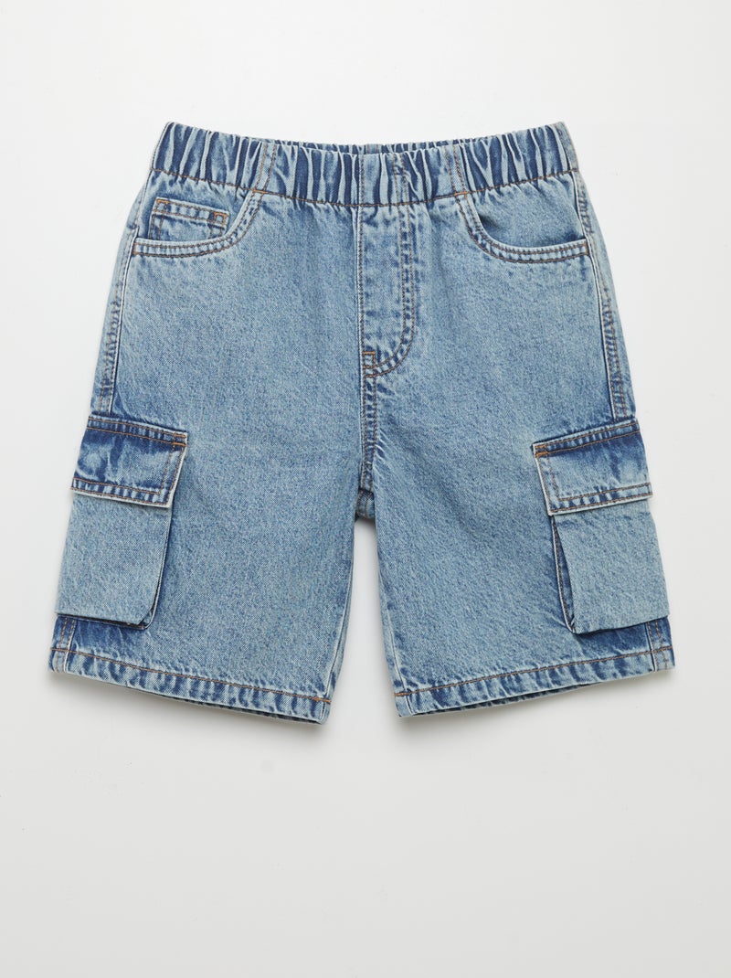 Bermudas com bolsos com aba AZUL - Kiabi
