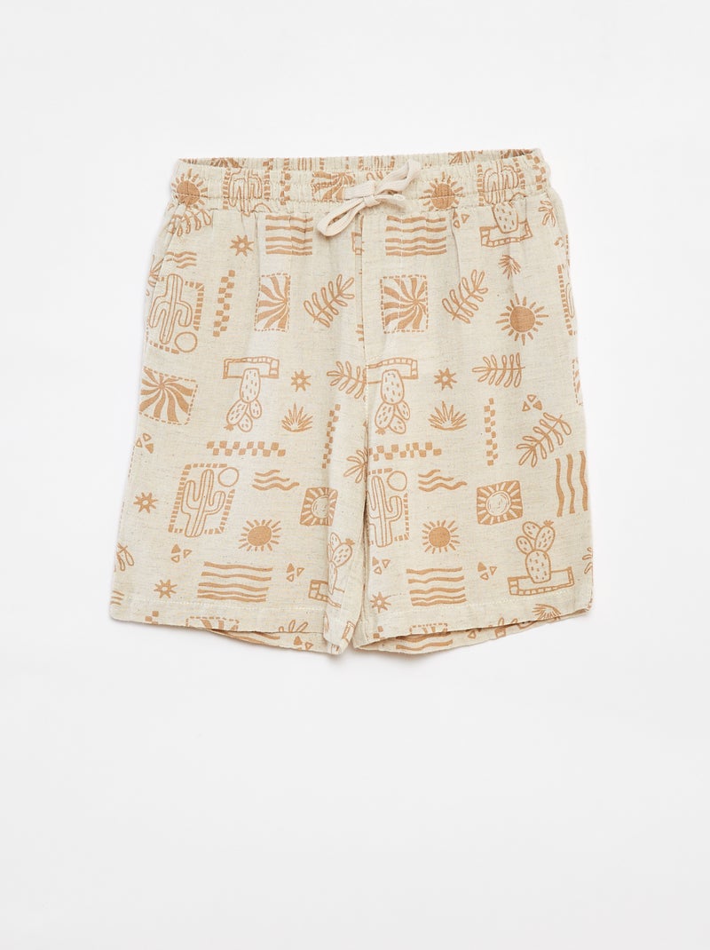 Bermudas com bolsos estampadas Bege - Kiabi