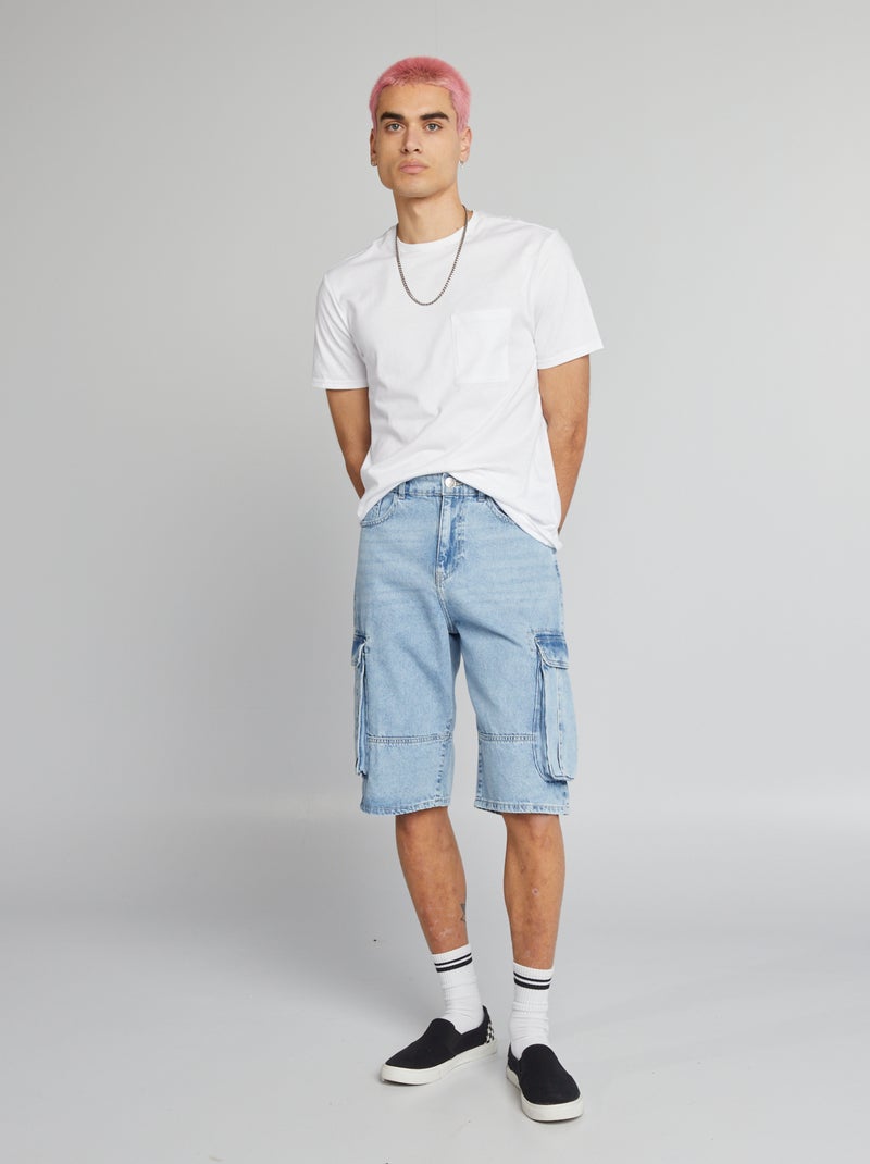 Bermudas com bolsos nos lados AZUL - Kiabi