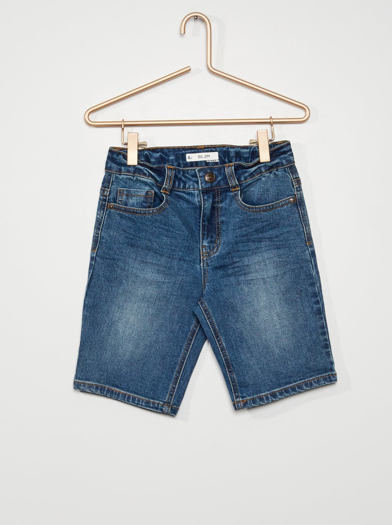 Bermudas com corte slim de ganga AZUL - Kiabi