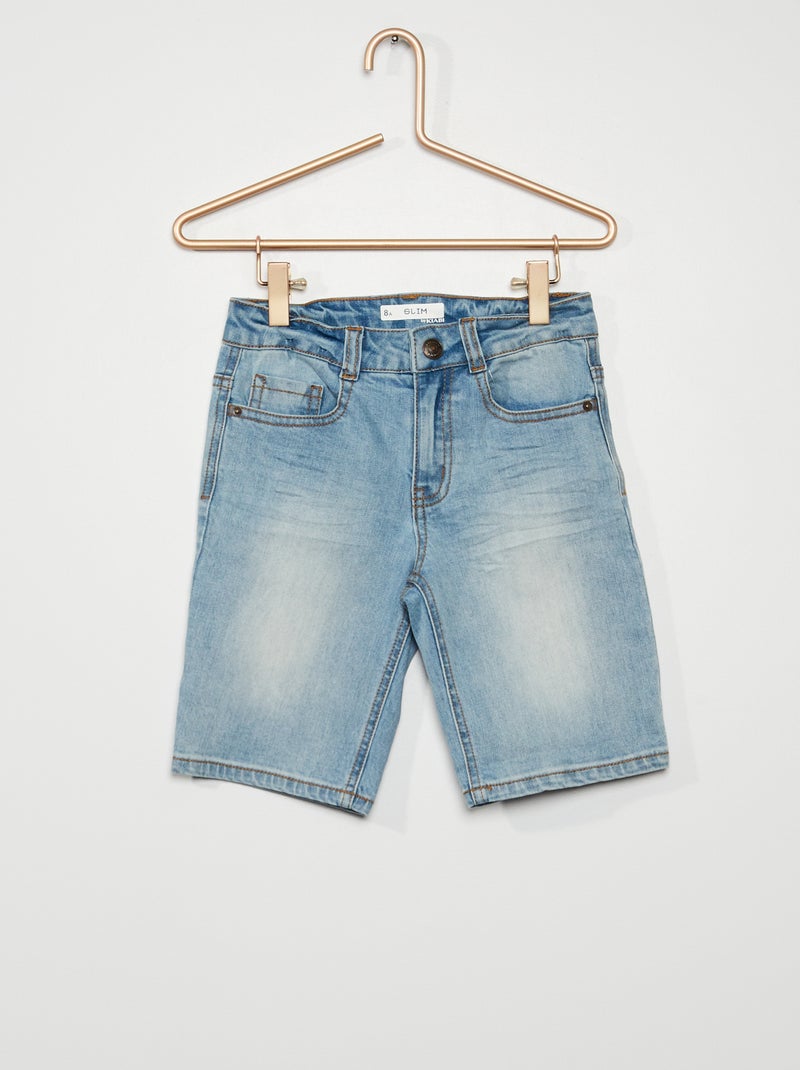 Bermudas com corte slim de ganga AZUL - Kiabi