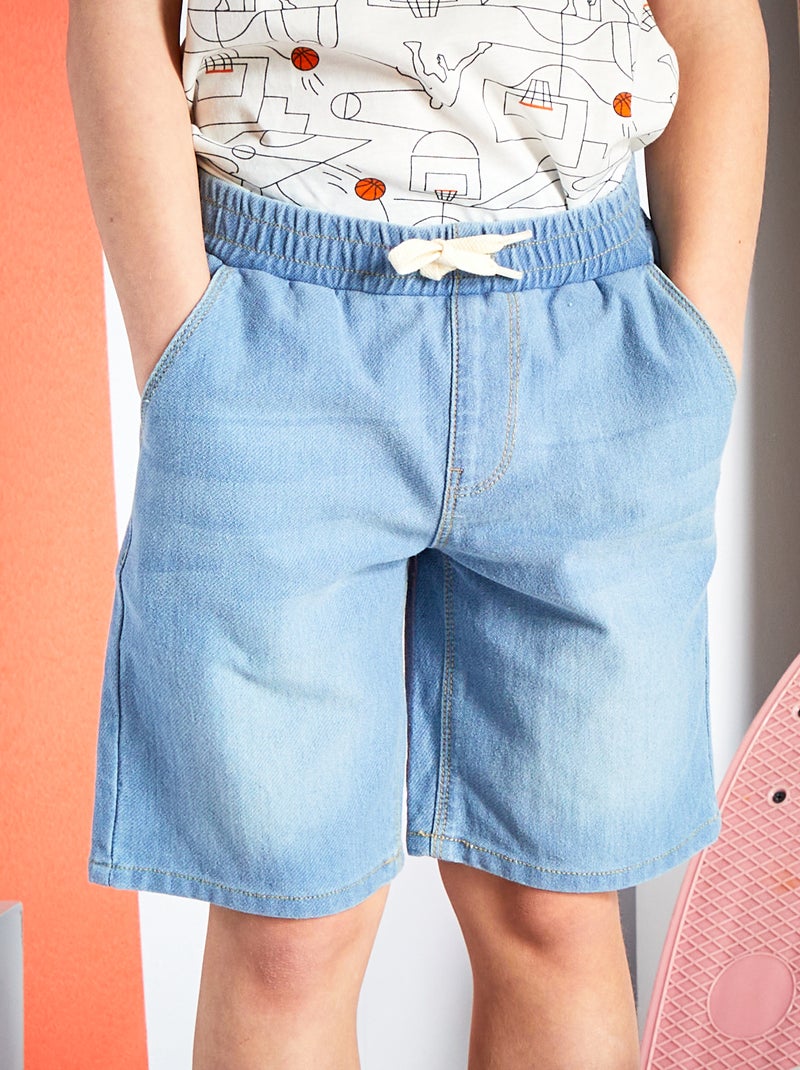 Bermudas com efeito ganga Azul - Kiabi