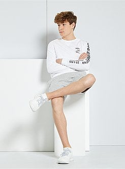 Menino 10-18 anos - Bermudas com faixas - Kiabi