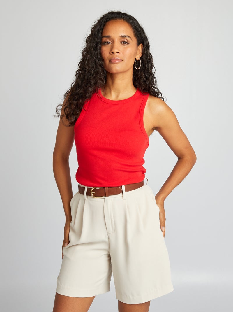 Bermudas com pinças com cintura subida BEGE - Kiabi