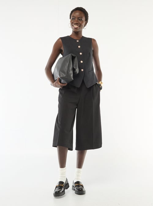 Bermudas com pregas de cintura subida - Kiabi