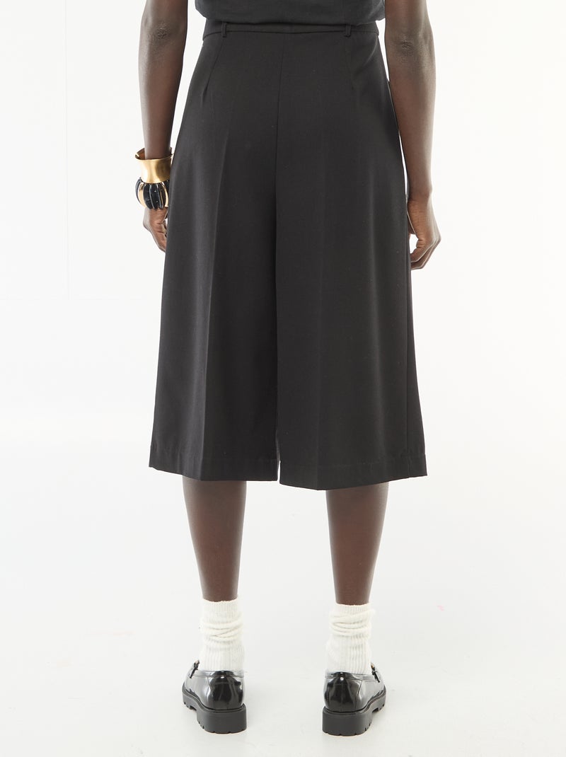 Bermudas com pregas de cintura subida Preto - Kiabi