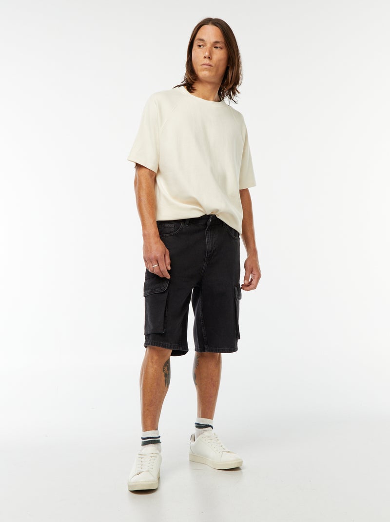 Bermudas com vários bolsos de ganga Cinza - Kiabi