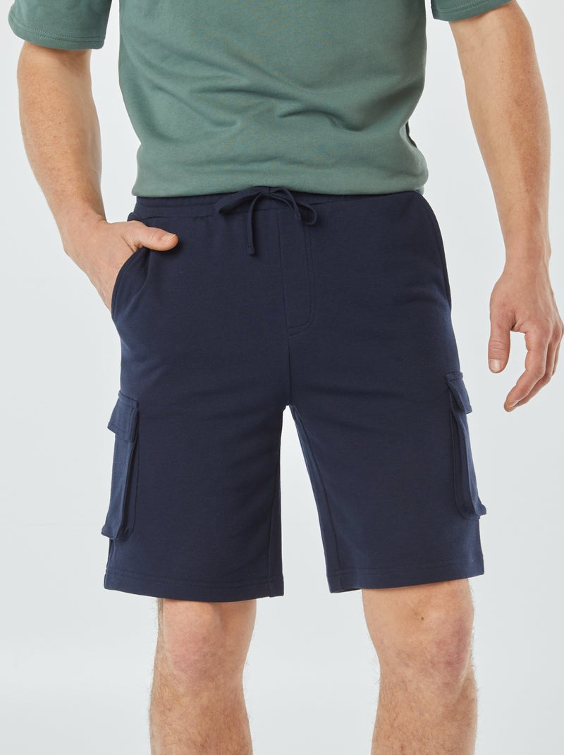 Bermudas com vários bolsos em moletão AZUL - Kiabi