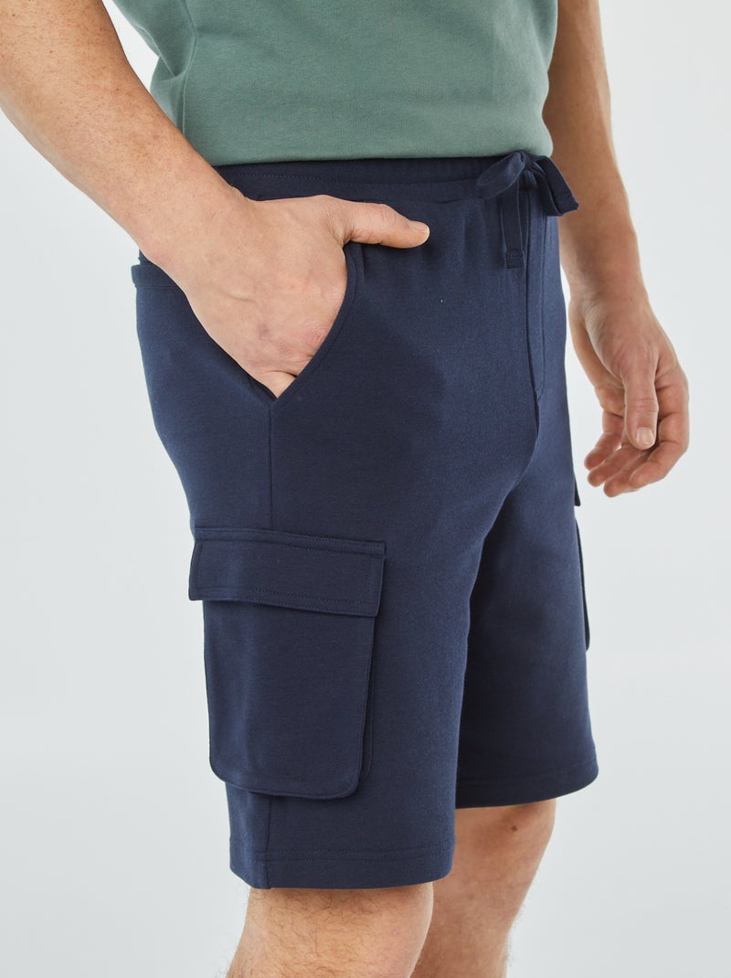 Bermudas com vários bolsos em moletão AZUL - Kiabi