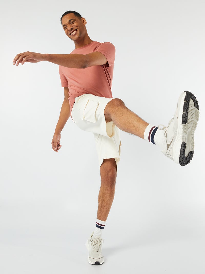 Bermudas com vários bolsos em moletão BRANCO - Kiabi