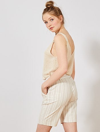 Bermudas de algodão e linho - Kiabi