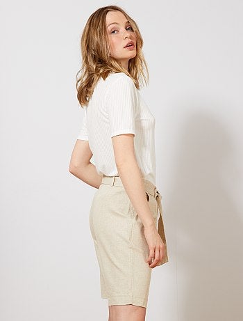 Bermudas de algodão e linho - Kiabi