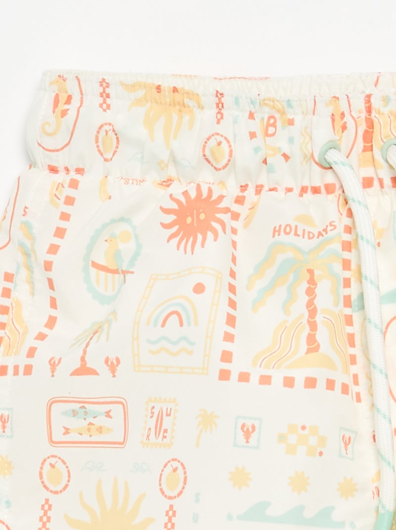 Bermudas de banho com estampado integral 'mar' Branco - Kiabi