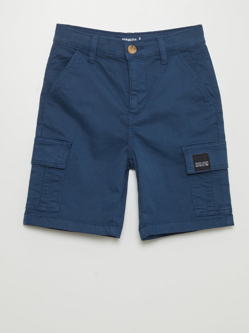 Bermudas de corte a direito ajustáveis com bolsos AZUL - Kiabi