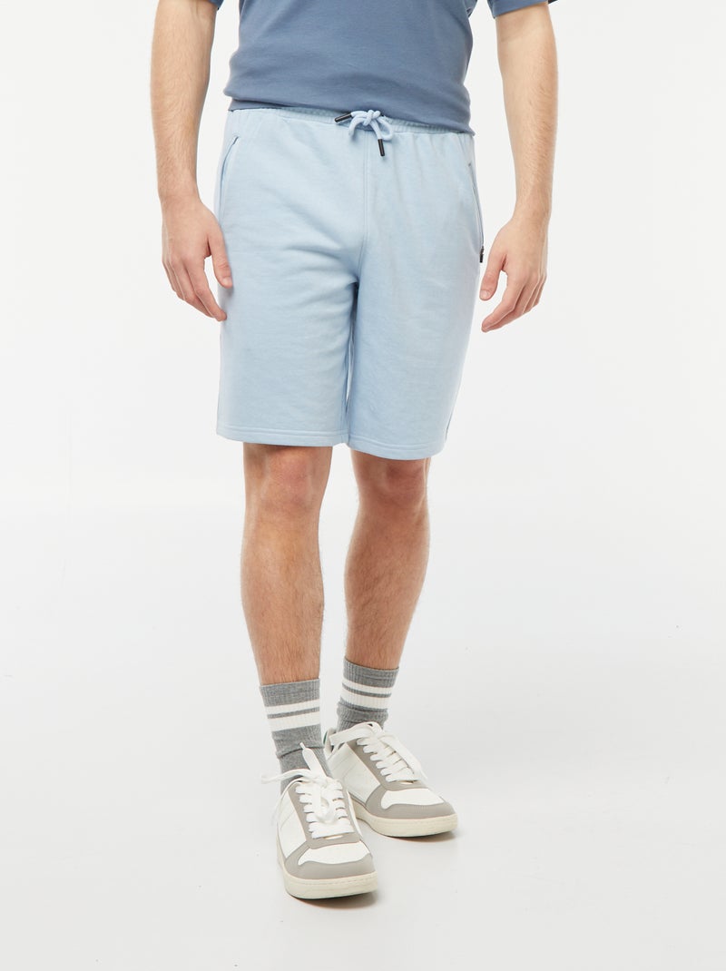 Bermudas de desporto corte direito em moletão  - AZUL - Kiabi