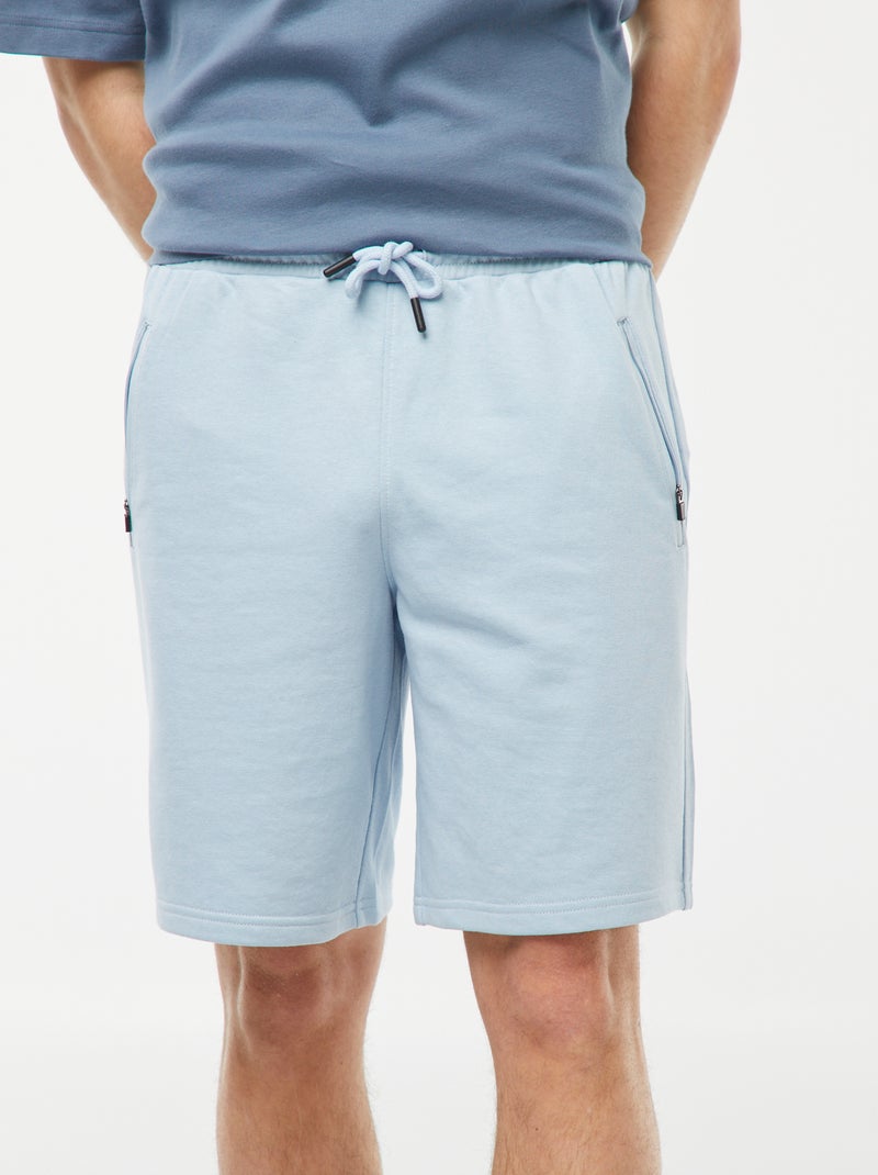 Bermudas de desporto corte direito em moletão  - AZUL - Kiabi